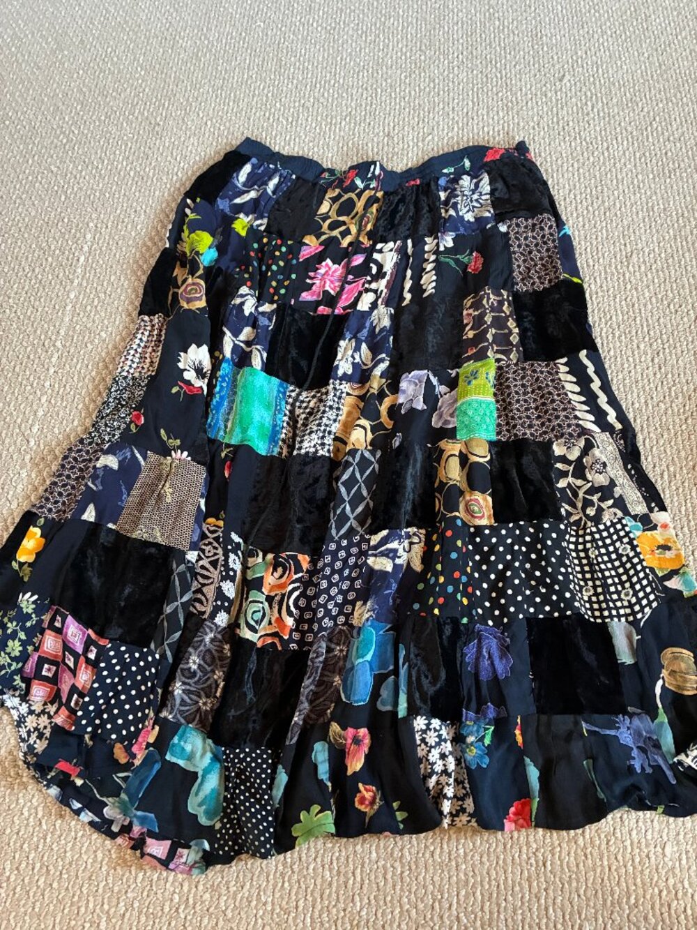 EveryWear Mixed Media Pattern Multicolored Maxi Skirt Medium